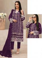 Faux Georgette Purple Eid Wear Embroidery Work Pakistani Suit